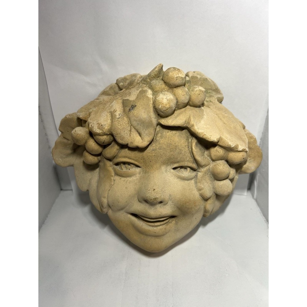 Vintage Forest Girl Goddess Leaf Mask Grapes Wall Home Garden Decor